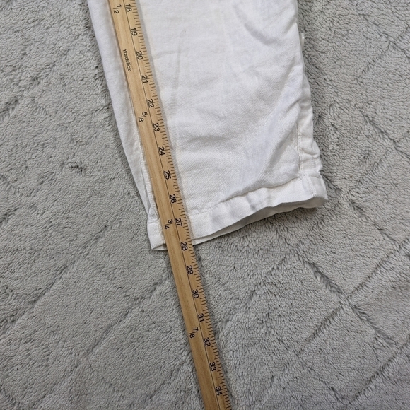 J. Jill Pants Women's XL White Linen Pure Pull On Rolled Cuffs High Rise Stretch - Picture 8 of 8